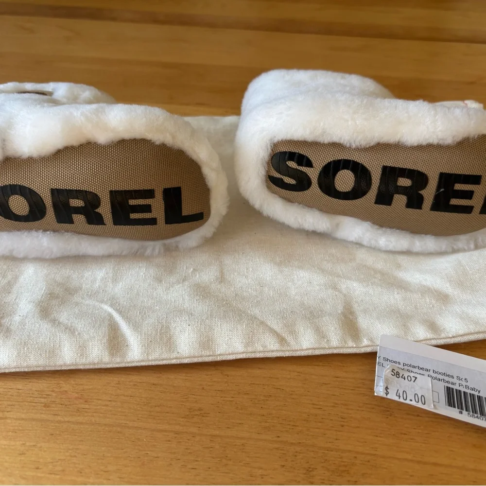 Sorel Infant Polar Bear Paw Booties White Unisex Size 5 Slipper Shoes